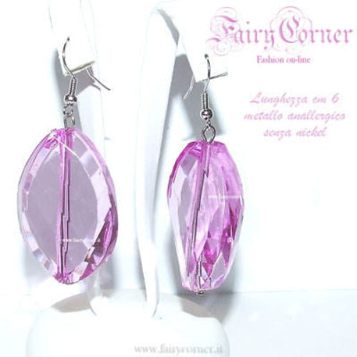 Orecchini donna tono argento lucite sfaccetata VIOLA - Fairy Corner