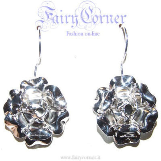 Orecchini donna argento ROSE grandi gancio spillone - Fairy Corner