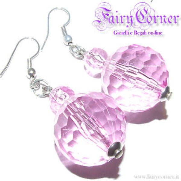 Orecchini donna sfera sfaccettata ROSA - Fairy Corner