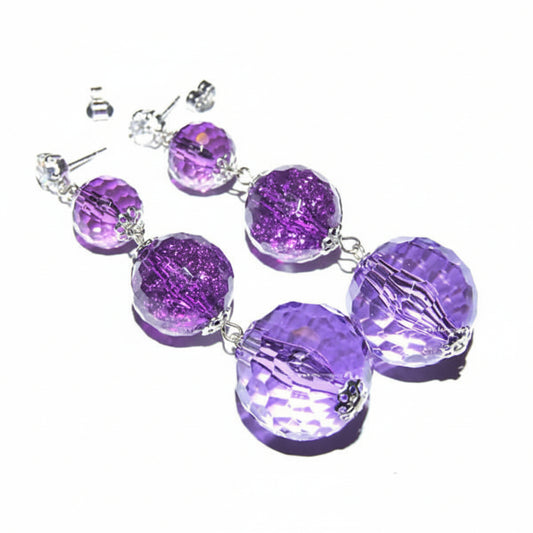 orecchini donna sfere sfaccettate brillantini VIOLA - Fairy Corner
