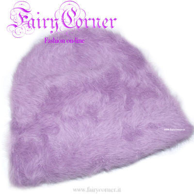 Zuccotto berretto cappello pelo angora VIOLA o LILLA - Fairy Corner