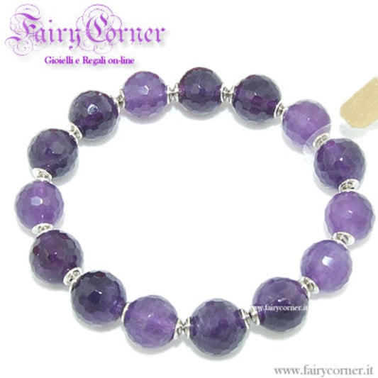 Bracciale donna ametista naturale sfaccettata elastico