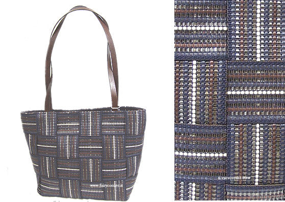 Borsa donna paglia e pelle italiana marca Vannini BLU - Fairy Corner