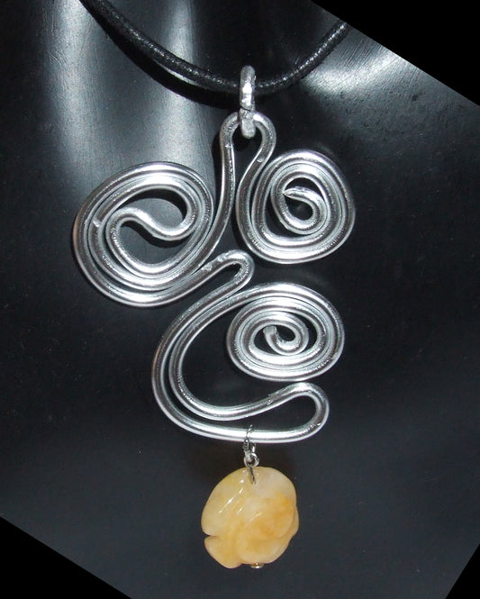 Ciondolo donna con Rosa agata arancio fatto a mano tono argento - Fairy Corner