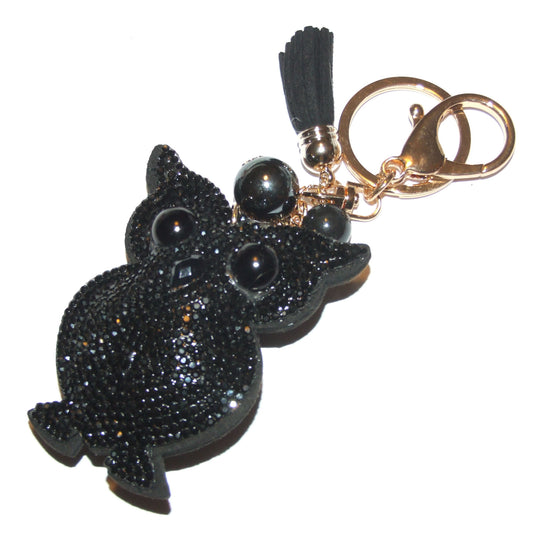 Portachiavi donna simil pelle alcantara strass CIVETTA GUFO con charms INVERNO - Fairy Corner