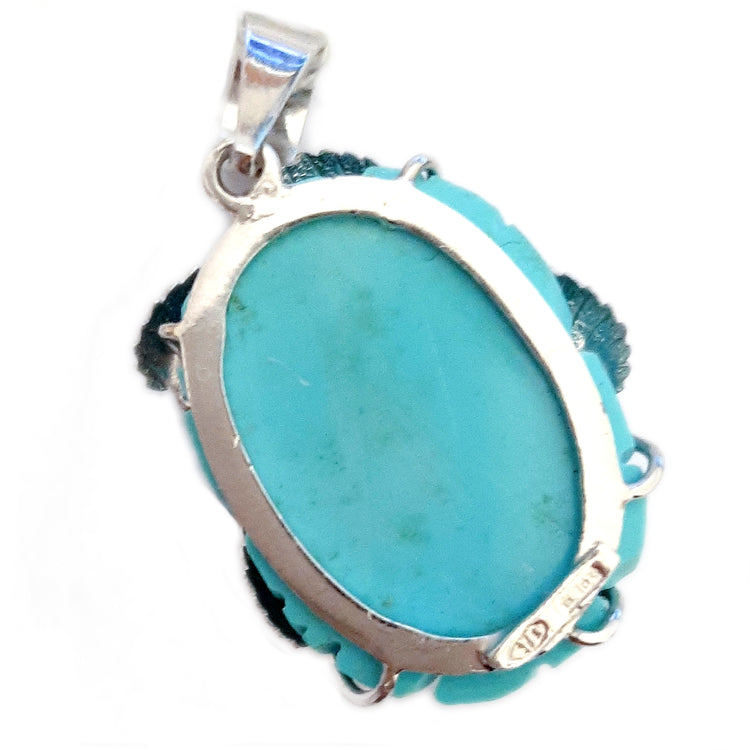 PINK silver and turquoise paste pendant with leaves