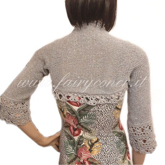 Coprispalle donna pizzo in cotone e lurex argento- fatto a mano - artigianale