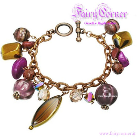 Bracciale donna anticato charms toni del viola