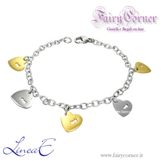 Bracciale acciaio donna CUORI bicolore - Fairy Corner