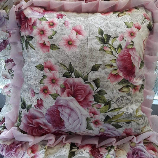 Federa copricuscino cuscino 40 x 40 cm Floreale - artigianale rosa - Fairy Corner