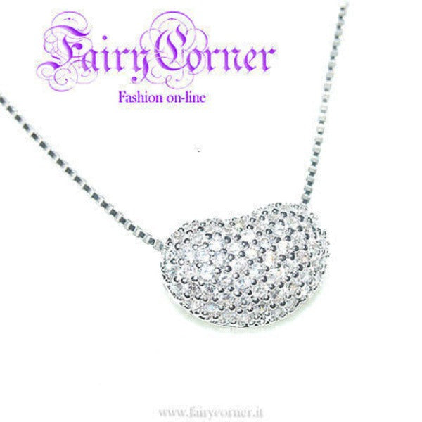 ciondolo collana girocollo donna argento 925 CUORE pavè zirconi bianchi - Fairy Corner