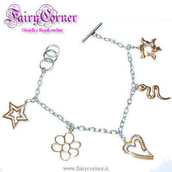 Bracciale donna argento catena charm MIX placcati oro giallo - Fairy Corner