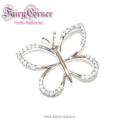 ciondolo donna argento 925 FARFALLA con zirconi bianchi - Fairy Corner