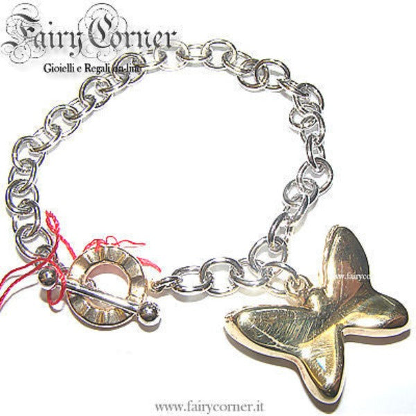 Bracciale donna argento catena charm FARFALLA placcato oro giallo - Fairy Corner