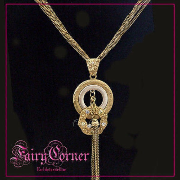 Collana donna tono oro satinato stile retrò con strass - Fairy Corner