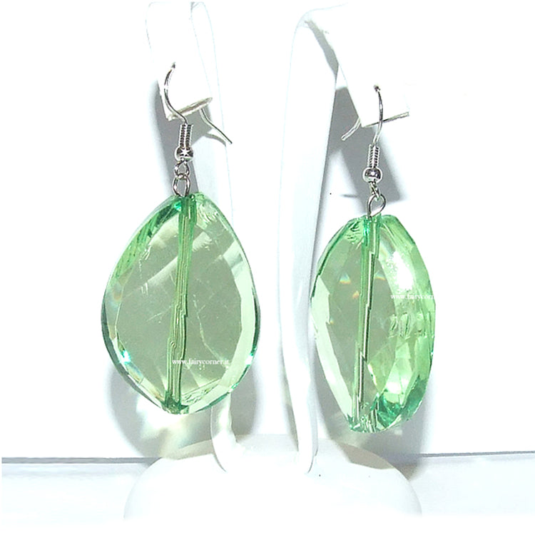 Orecchini donna tono argento lucite sfaccetata VERDE - Fairy Corner