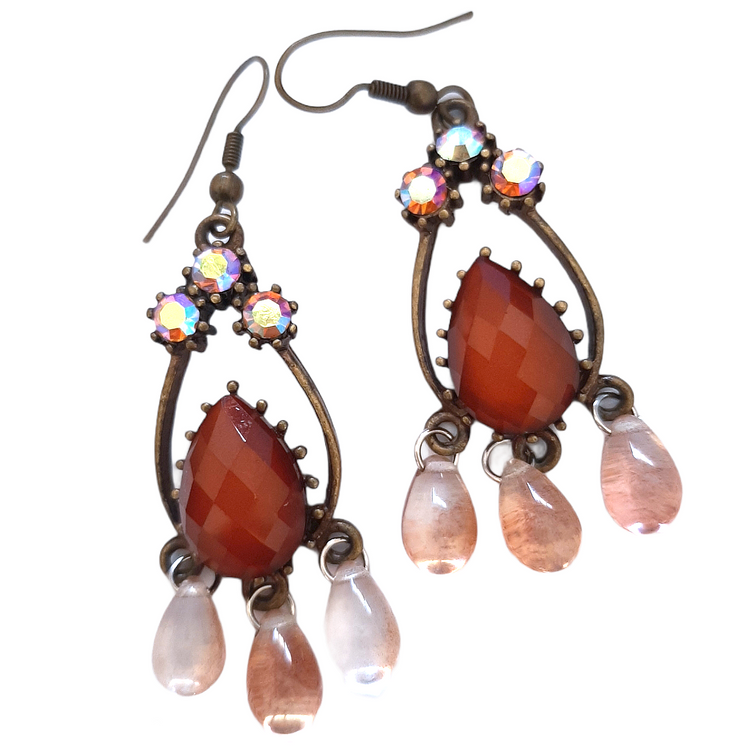 Antique amber women's chandelier earrings