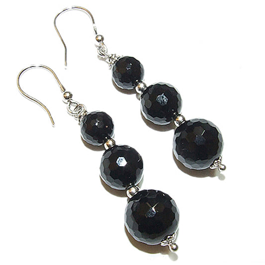 Orecchini in onice naturale e argento 925 - sfere sfaccettate