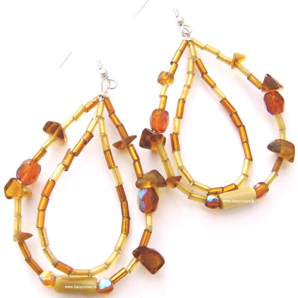Women's amber bead pendant earrings