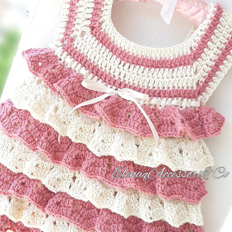 Newborn dress size 6-12 months in handcrafted ruffled wool mod. Doll