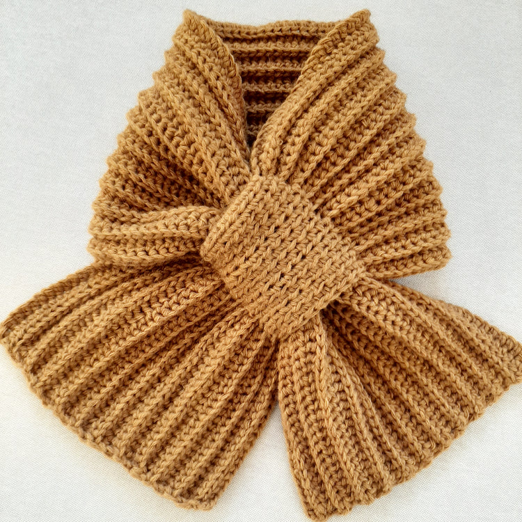 Unisex handmade crochet tie scarf MUSTARD
