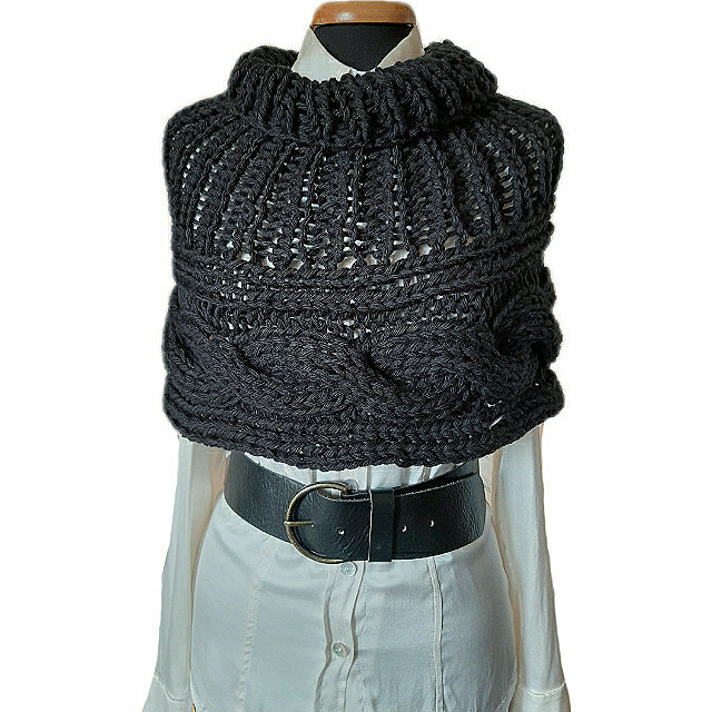 Women's braided high neck shrug in handcrafted wool in various colours