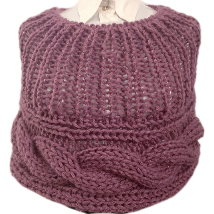 Women's handmade braided wool shrug - purple