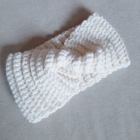 Fascia di lana scalda orecchie donna - bianco