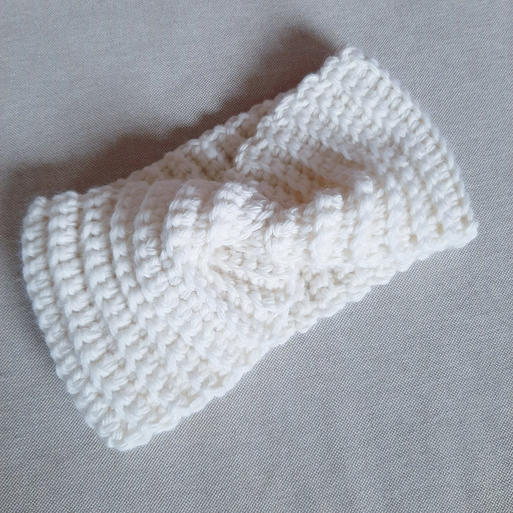 Fascia di lana scalda orecchie donna - bianco