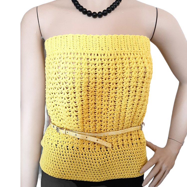 YELLOW bare shoulder crochet women's top