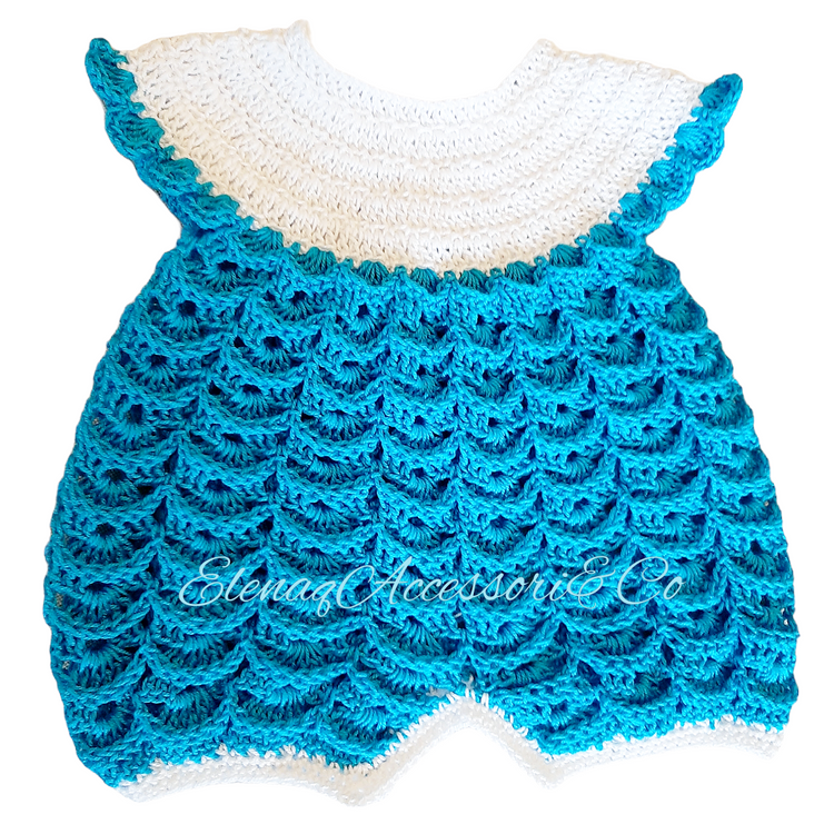 100% cotton newborn romper size 0-3 Turquoise - handcrafted crochet