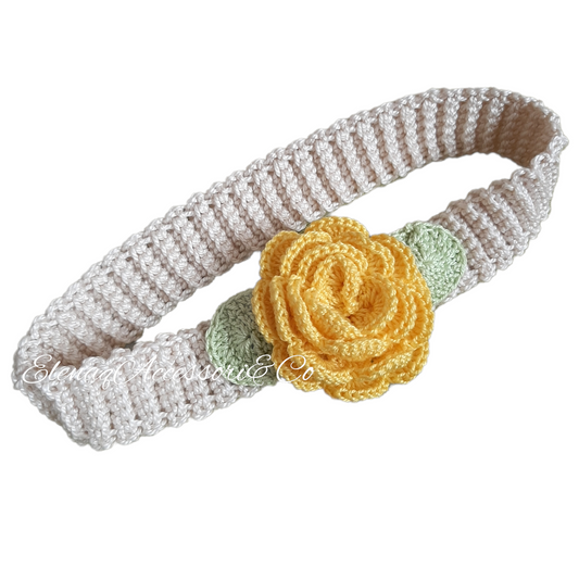 Fascia capelli neonata con rosa