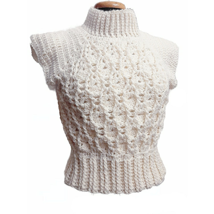 White crochet wool vest