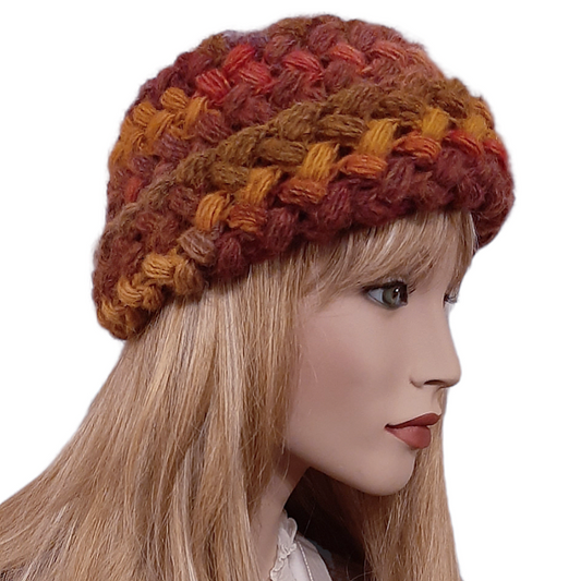 Berretto donna modello SISSI uncinetto - colore Autunno