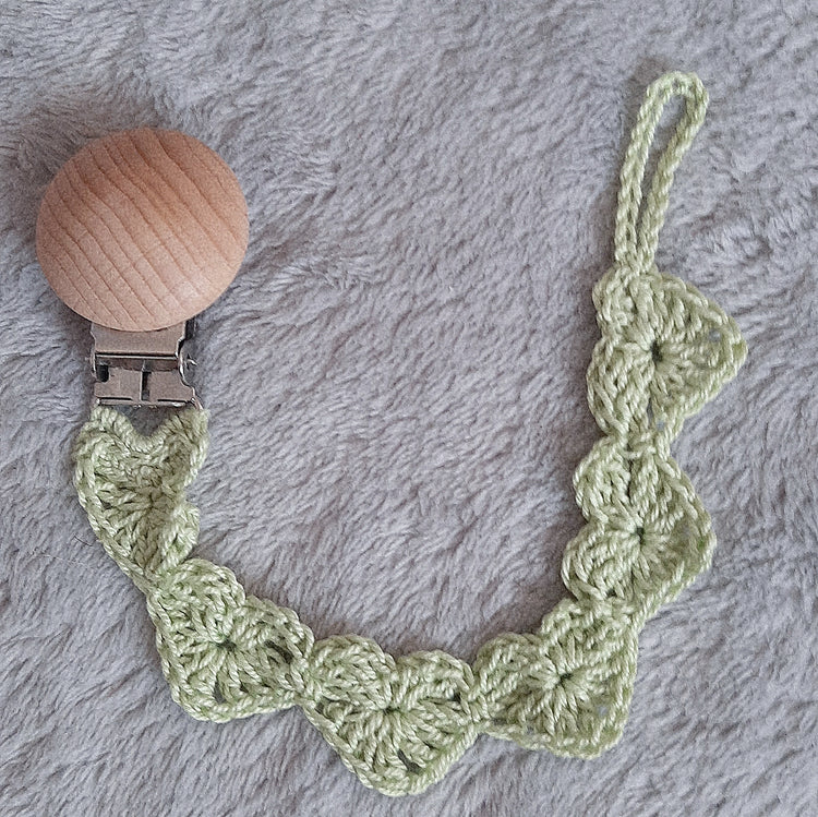 Crochet pacifier holder Hearts - unisex - various colors