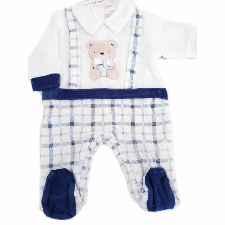 Tutina in ciniglia neonato ORSETTO blu - varie misure