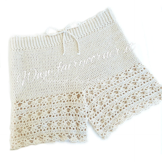Shorts donna pizzo in cotone realizzati a mano - uncinetto