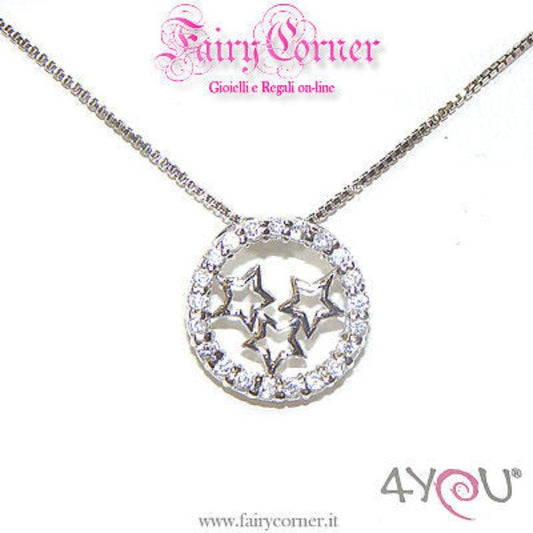 Collana donna argento ciondolo zirconi ROUND stelle - Fairy Corner