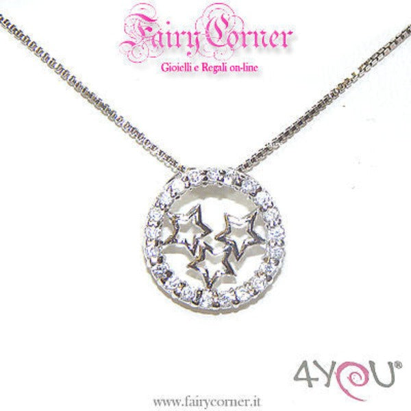 Collana donna argento ciondolo zirconi ROUND stelle - Fairy Corner