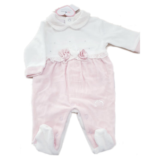 Tutina neonata in ciniglia con rose ROSA - varie misure