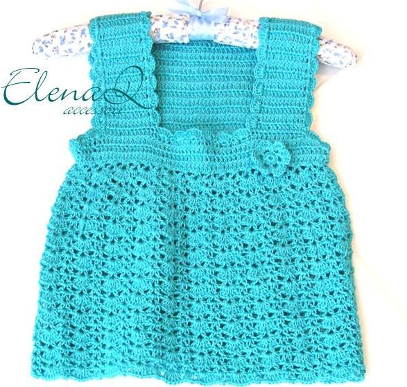 abito bambina cotone e viscosa verde acqua - fatto a mano uncinetto - Fairy Corner