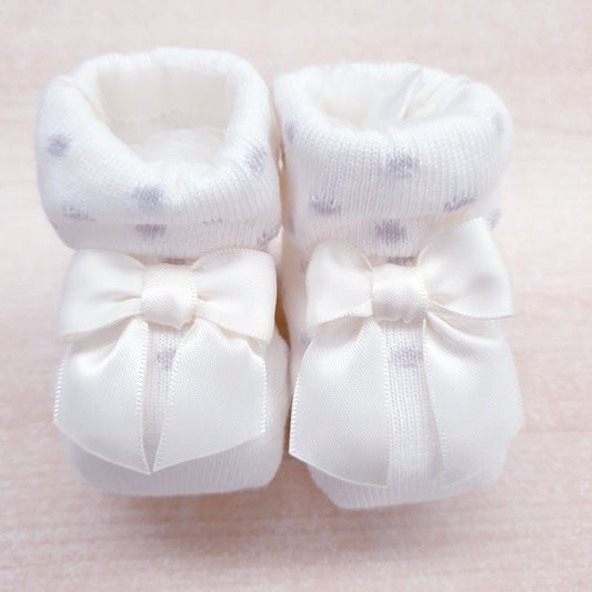 Scarpine neonata pois e fiocco caldo cotone - vari colori