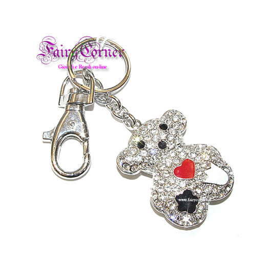 Portachiavi donna ORSO strass bianchi