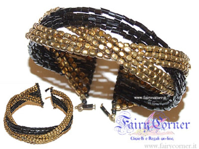 Bracciale perline bronzo nero