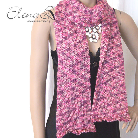 Sciarpa donna a maglia melange toni del rosa fuxia artigianale - Fairy Corner