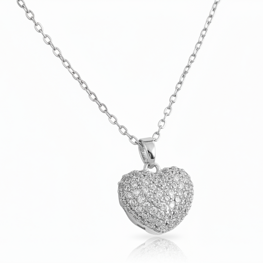 Collana Girocollo con Ciondolo Cuore Pavé di Zirconi