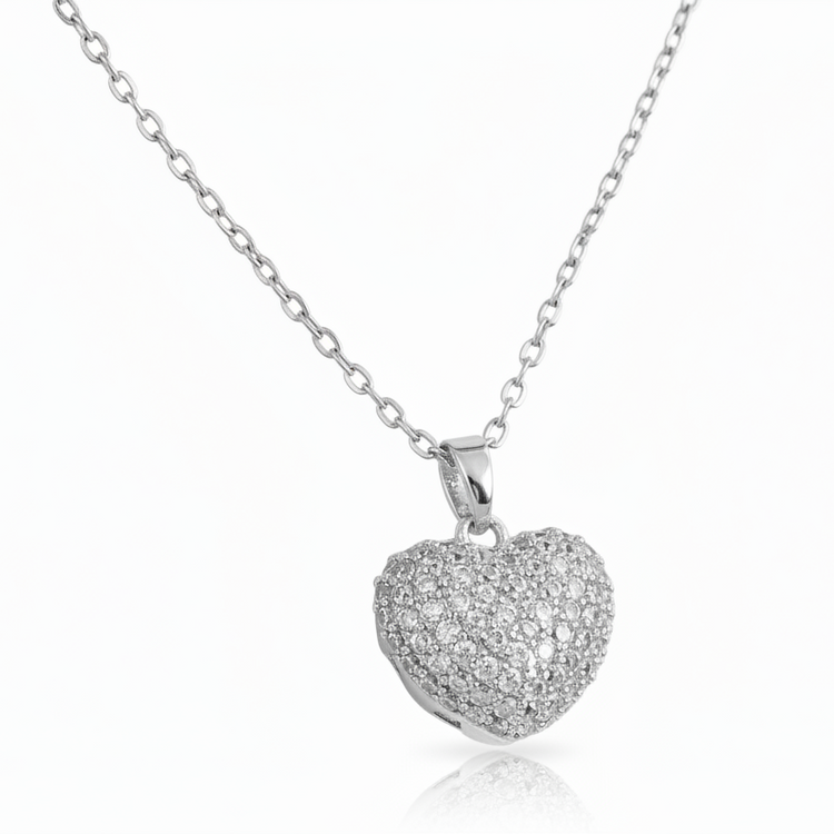 Collana Girocollo con Ciondolo Cuore Pavé di Zirconi