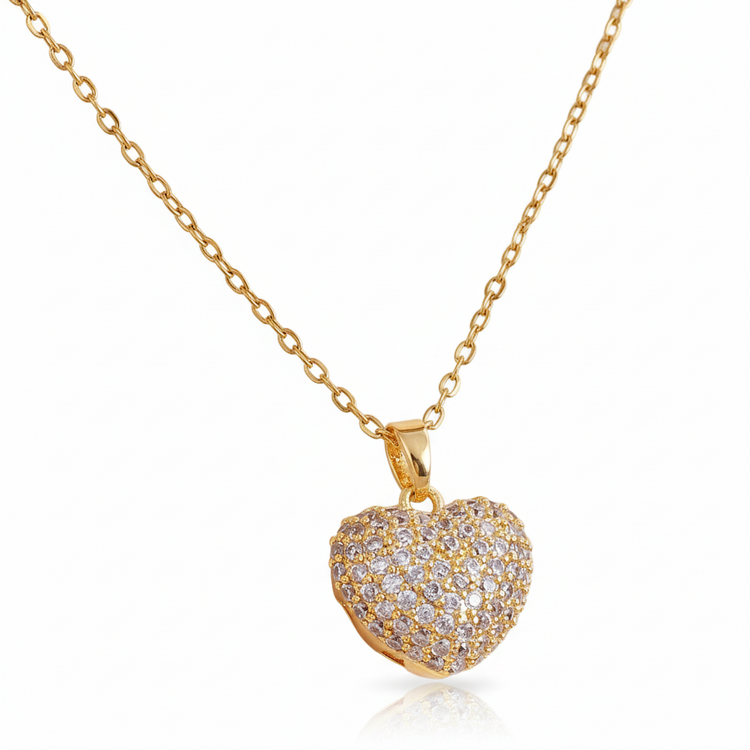 Collana Girocollo con Ciondolo Cuore Pavé di Zirconi