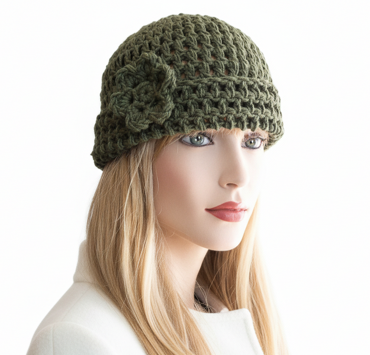 women's wool hat cap FLOWER handmade handmade crochet + colours