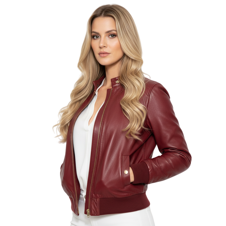 E-gò Sexy women's real leather jacket BORDEAUX 40 42 46